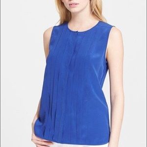 Kate Spade Gorgeous Blue Pleated Sleeveless Blouse